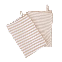 Set di 2 asciugamani in garza di cotone (50 x 70 cm) Gaïa a righe Corda