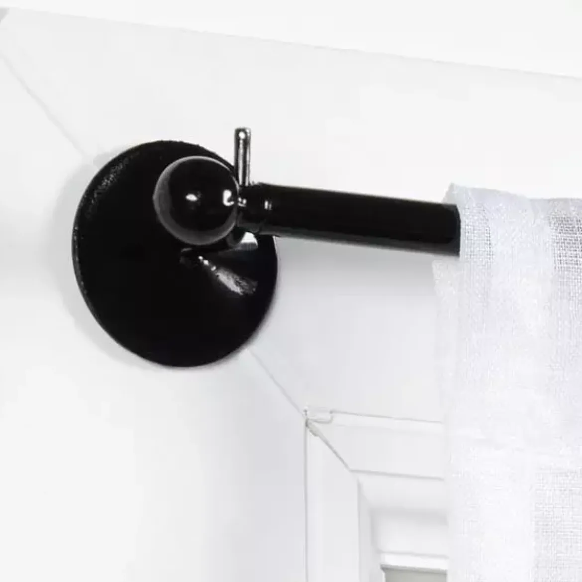 Set di 2 bacchette regolabili rotonde (60 a 80cm) Nero