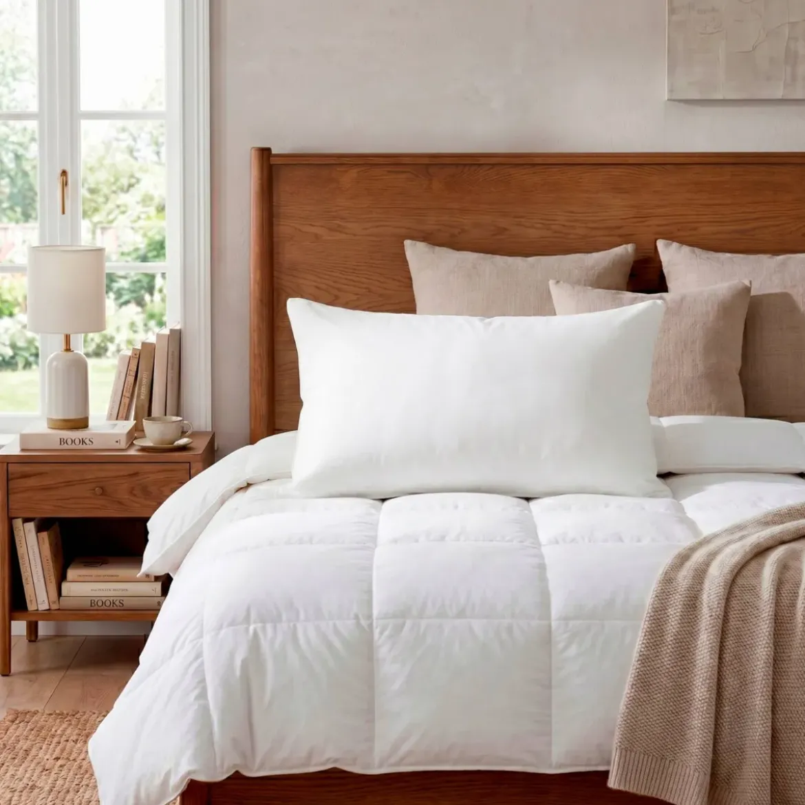 Set di 2 cuscino letto rettangolare (45 x 70 cm) Morbido Antiacaro Bianco