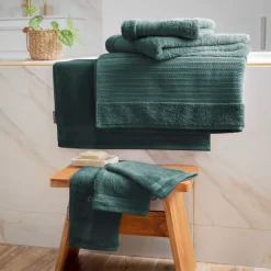Set di 2 guanti da bagno cotone bio (15 x 21 cm) Méline Verde smeraldo