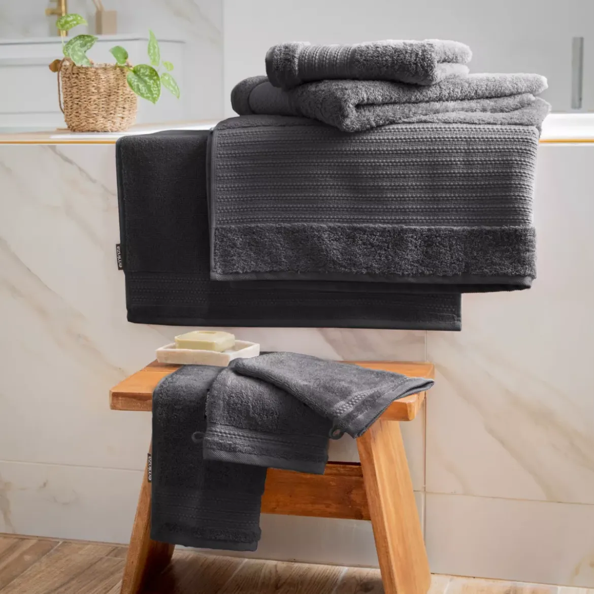 Set di 2 guanti da bagno cotone bio (15 x 21 cm) Méline Grigio tempesta