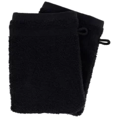 Set di 2 guanti da bagno in cotone (15 x 21 cm) Timeless Nero