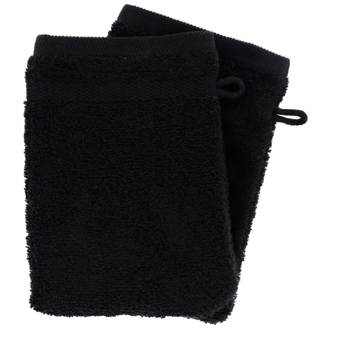 Set di 2 guanti da bagno in cotone (15 x 21 cm) Timeless Nero