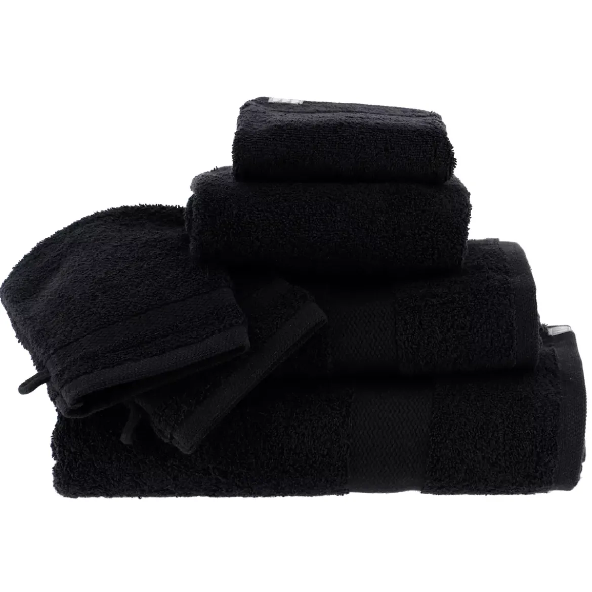 Set di 2 guanti da bagno in cotone (15 x 21 cm) Timeless Nero