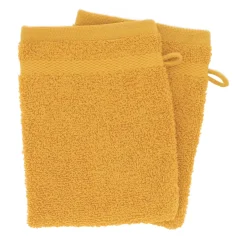Set di 2 guanti da bagno in cotone (15 x 21 cm) Timeless Giallo senape