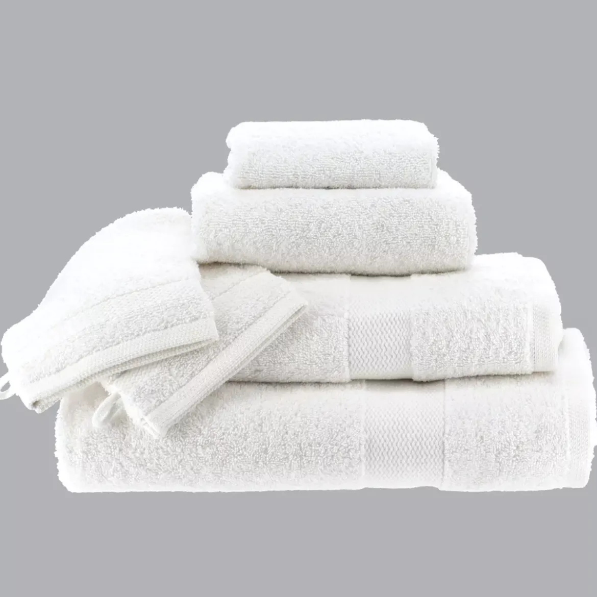 Set di 2 guanti da bagno in cotone (15 x 21 cm) Timeless Bianco