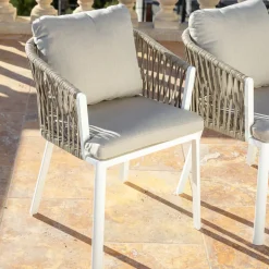 Set di 2 poltrone da giardino in alluminio Amalfi Bianco e tortora