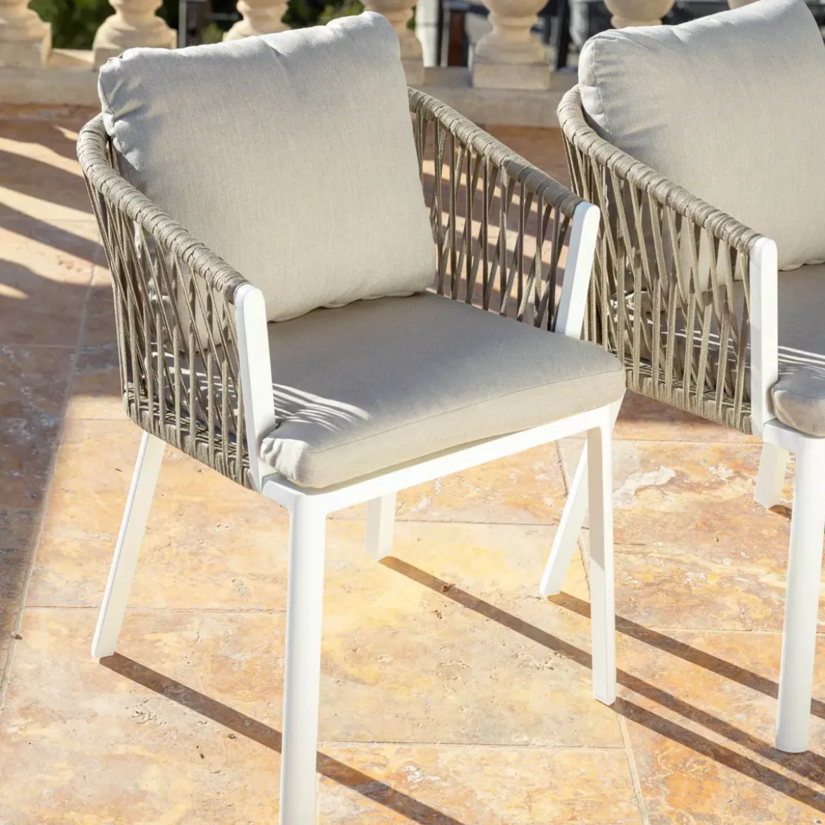 Set di 2 poltrone da giardino in alluminio Amalfi Bianco e tortora