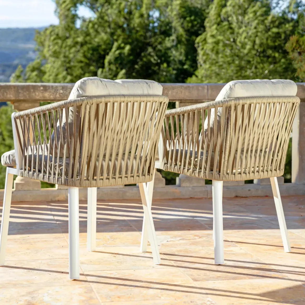 Set di 2 poltrone da giardino in alluminio Amalfi Bianco e tortora