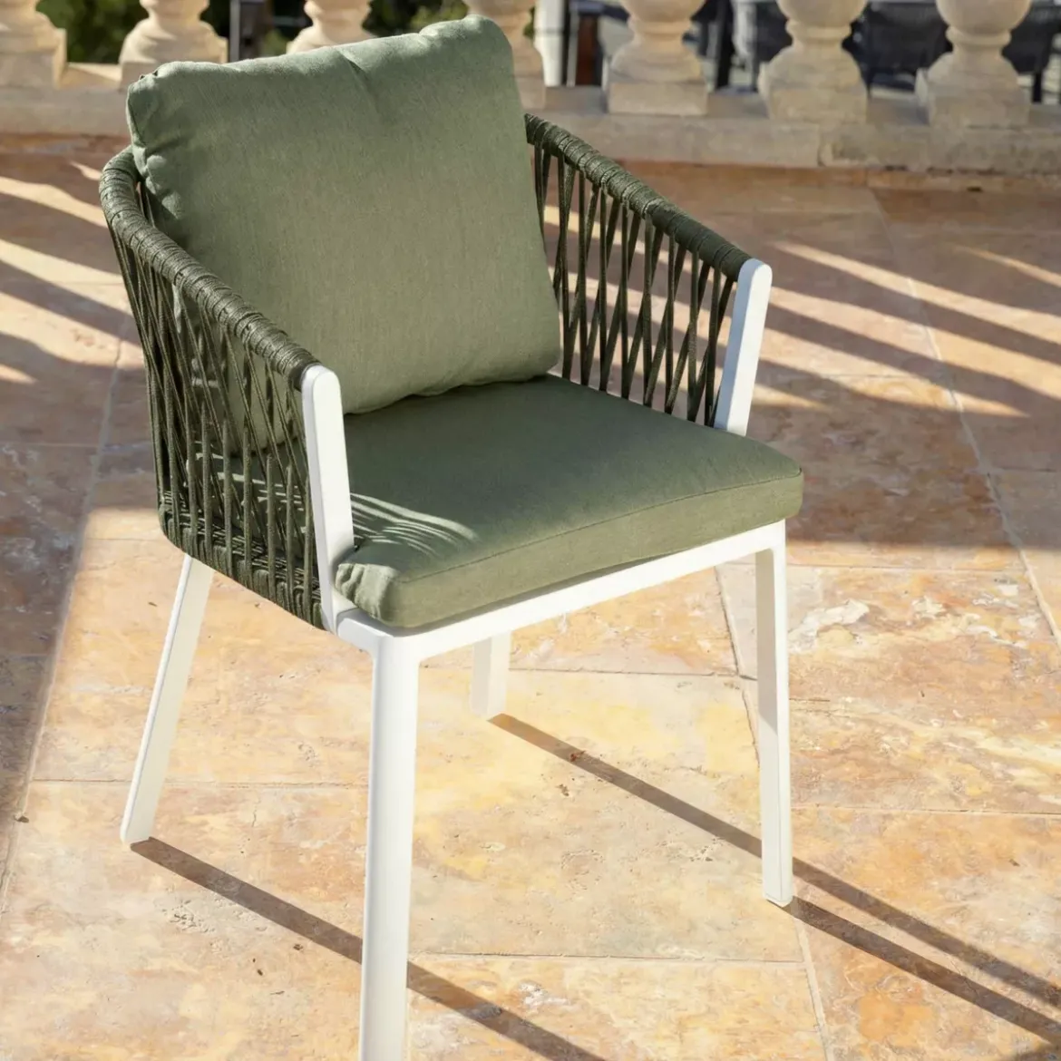 Set di 2 sedie da giardino in alluminio Amalfi Bianco e verde rosmarino
