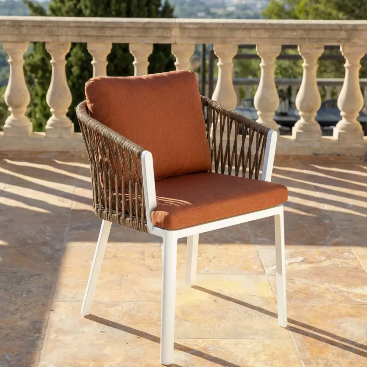 Set di 2 sedie da giardino in alluminio Amalfi Bianco e terracotta