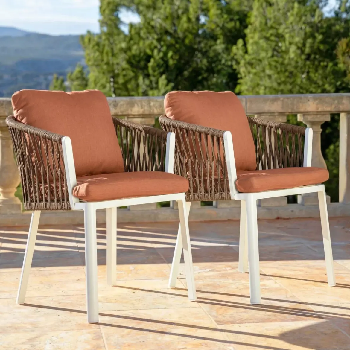 Set di 2 sedie da giardino in alluminio Amalfi Bianco e terracotta