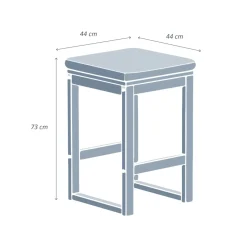 Set di 2 sgabelli alti da giardino in legno di acacia Borneo Grigio antracite
