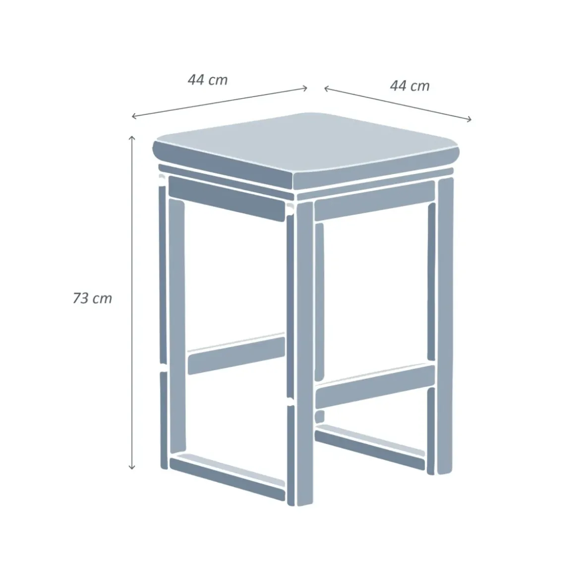 Set di 2 sgabelli alti da giardino in legno di acacia Borneo Grigio antracite