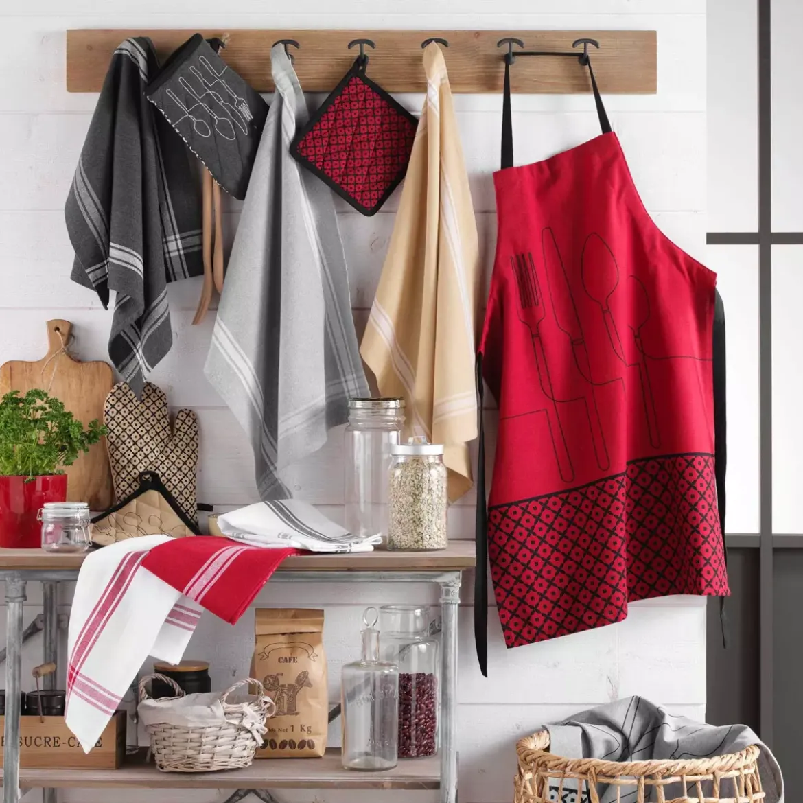 Set di 2 strofinacci cotone riciclato Cuisiline Grigio sfumato