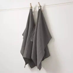 Set di 2 strofinacci garza di cotone (70 cm) Gaïa Grigio granito