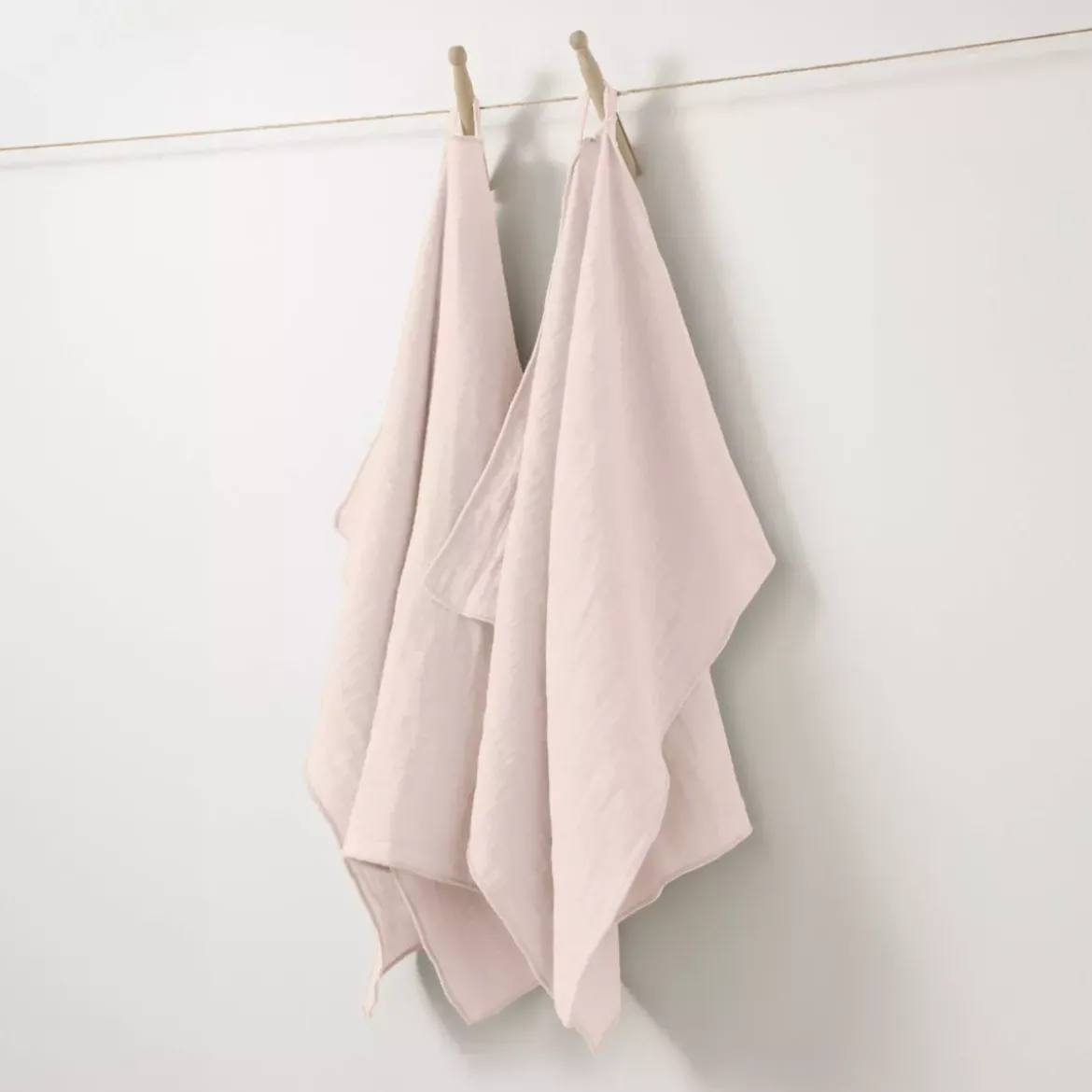 Set di 2 strofinacci garza di cotone (70 cm) Gaïa Rosa cipria