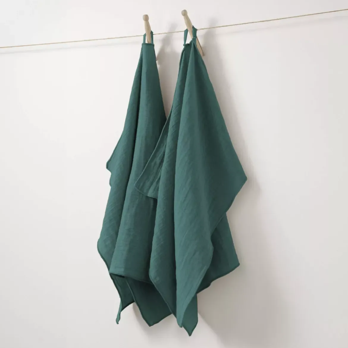 Set di 2 strofinacci garza di cotone (70 cm) Gaïa Blu anatra