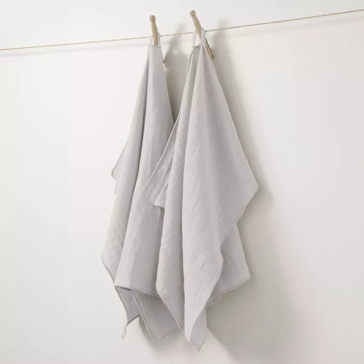 Set di 2 strofinacci garza di cotone (70 cm) Gaïa Grigio nuvola