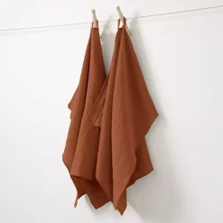 Set di 2 strofinacci garza di cotone (70 cm) Gaïa Terracotta