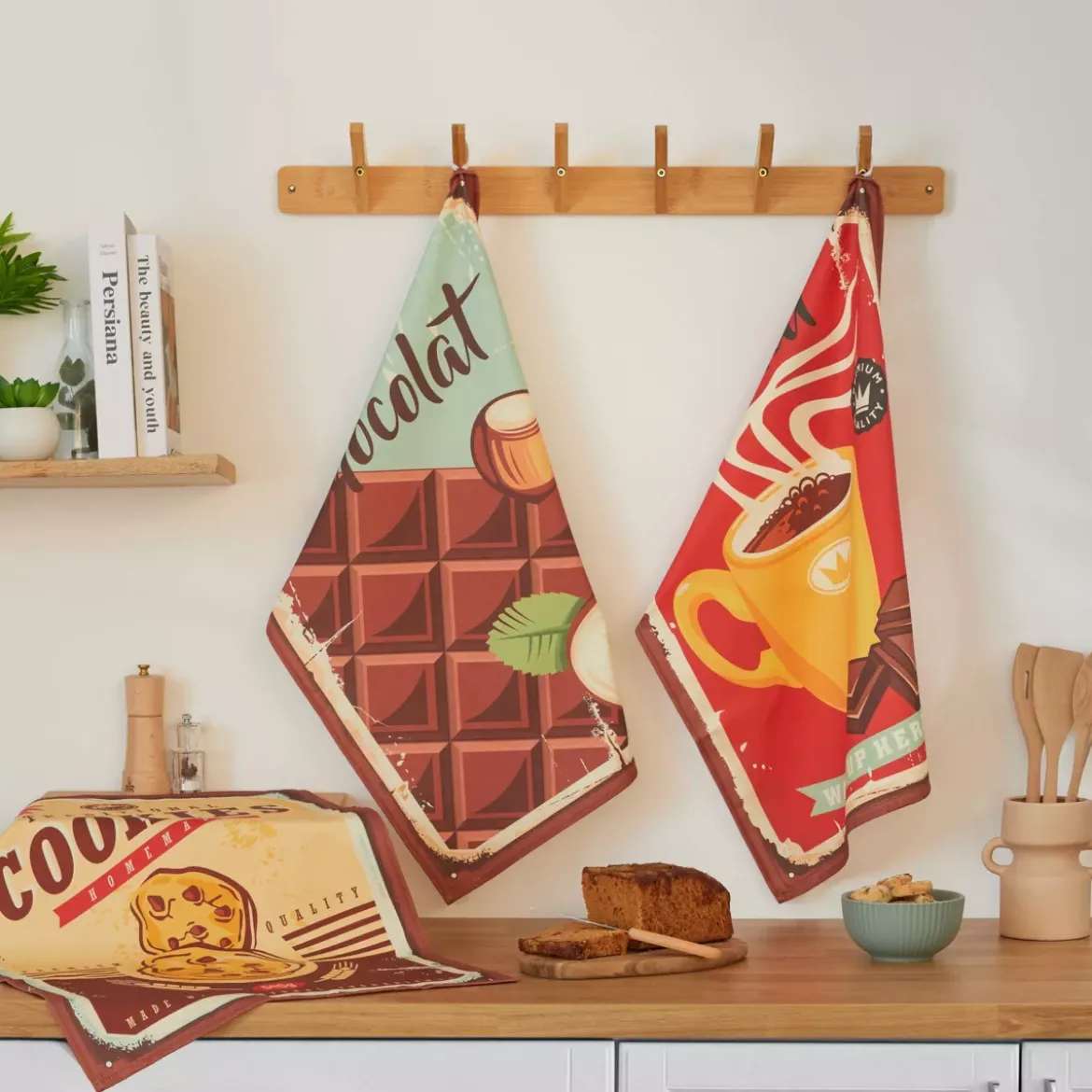 Set di 3 strofinacci in cotone (50 x 70 cm) Cocoa Multicolore