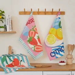 Set di 3 strofinacci in cotone (50 x 70 cm) Tuttifrutti Multicolore