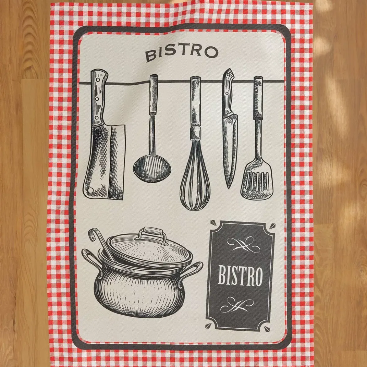Set di 3 strofinacci in cotone (50 x 70 cm) Bistro Rosso