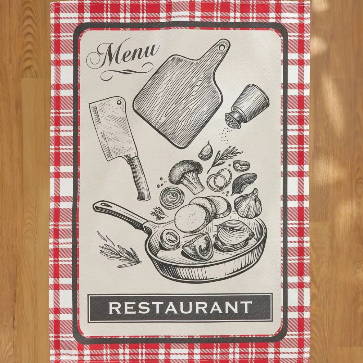 Set di 3 strofinacci in cotone (50 x 70 cm) Bistro Rosso