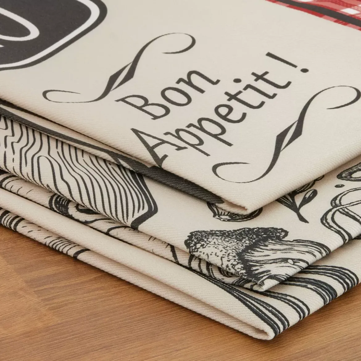 Set di 3 strofinacci in cotone (50 x 70 cm) Bistro Rosso