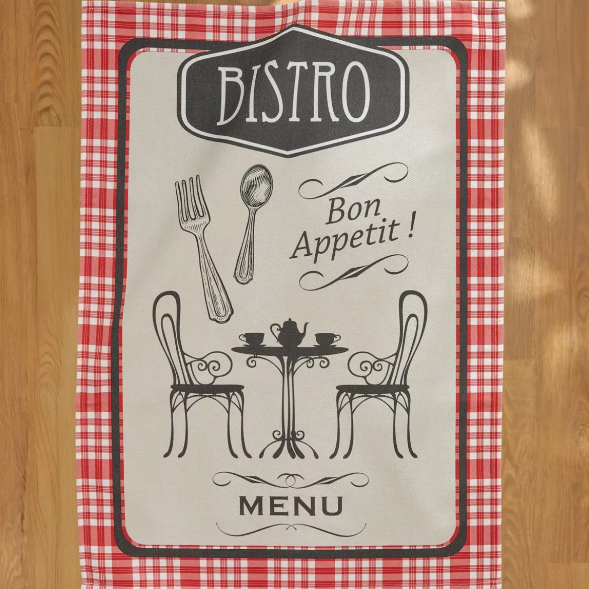 Set di 3 strofinacci in cotone (50 x 70 cm) Bistro Rosso