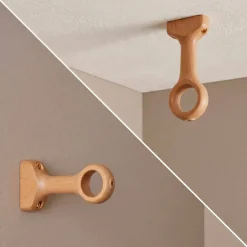 Set di 2 supporti fissi per asta legno (L115 / D28 mm) Nils Beige Verniciato