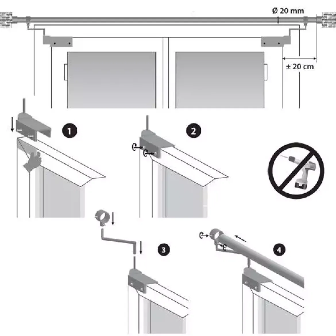 Set di 2 supporti Fix'vit (L180 - Ø20 mm) Bianco