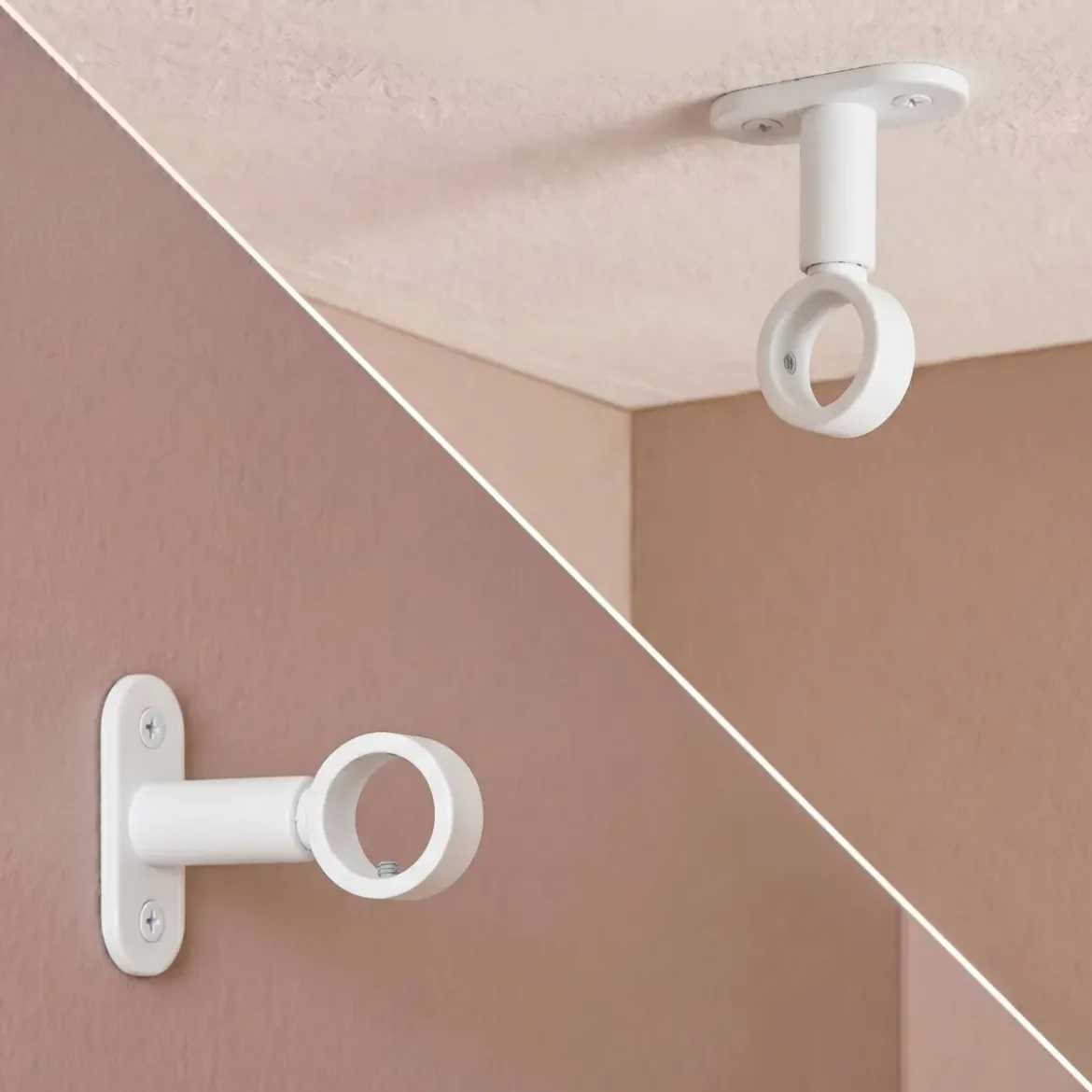 Set di 2 supporti regolabili (L55/L65 cm - Ø20 mm) Bianco opaco
