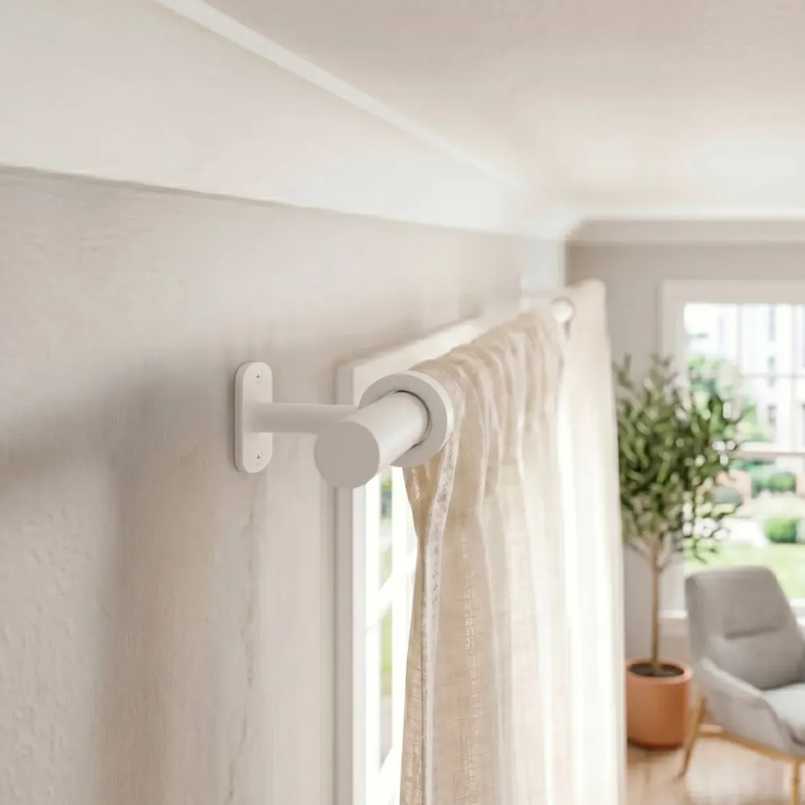 Set di 2 supporti regolabili (L55/L65 cm - Ø20 mm) Bianco opaco