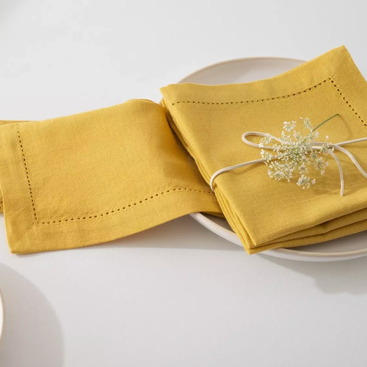 Set di 4 tovaglioli Chambray Giallo ocra