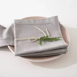 Set di 4 tovaglioli Chambray Grigio chiaro
