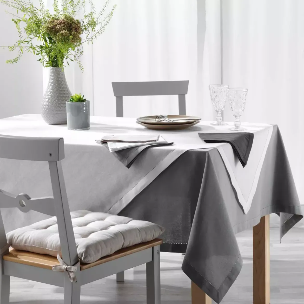 Set di 3 tovaglioli cotone Charline Bianco