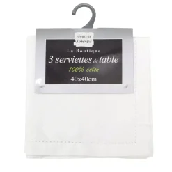Set di 3 tovaglioli cotone Charline Bianco