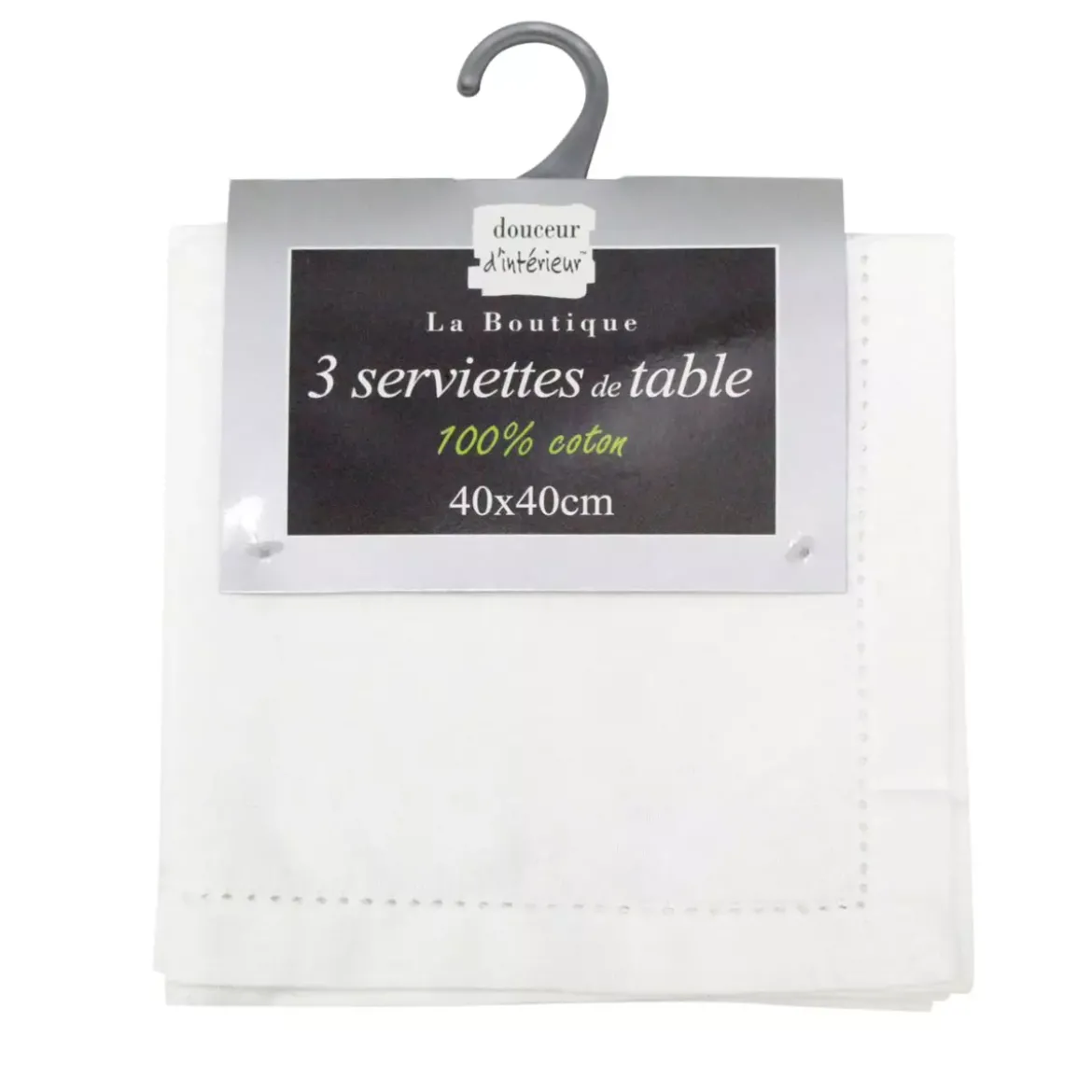 Set di 3 tovaglioli cotone Charline Bianco