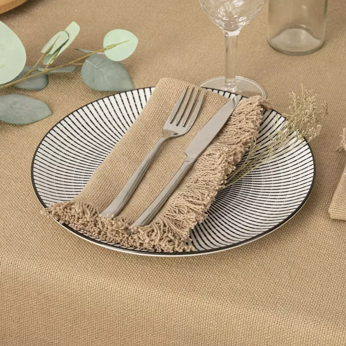 Set di 2 tovaglioli cotone Maha Beige