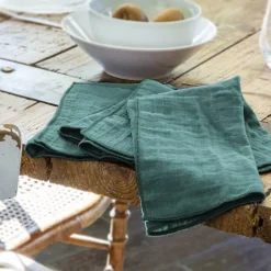 Set di 3 tovaglioli garza di cotone Gaïa Blu anatra