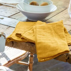 Set di 3 tovaglioli garza di cotone Gaïa Giallo zafferano