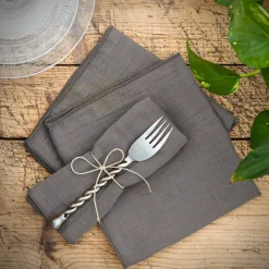 Set di 3 tovaglioli garza di cotone Gaïa Grigio granito