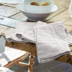 Set di 3 tovaglioli garza di cotone Gaïa Grigio nuvola