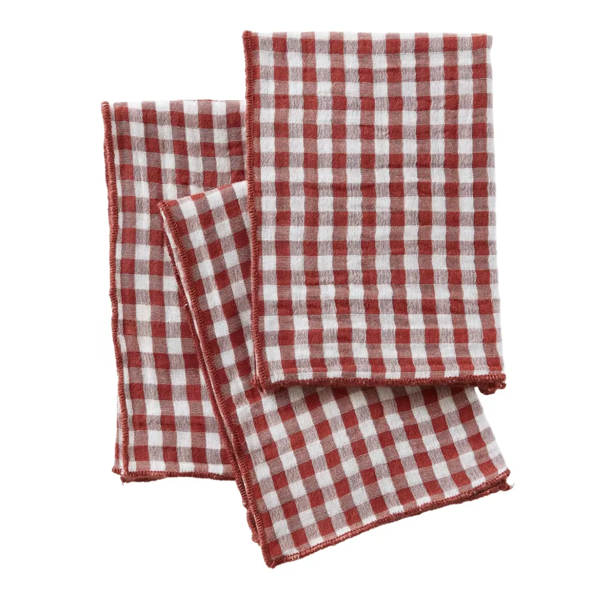 Set di 3 tovaglioli in doppia garza di cotone (40 x 40 cm) Gaïa vichy Terracotta