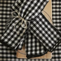 Set di 3 tovaglioli in garza di cotone (40 x 40 cm) Gaïa vichy Nero