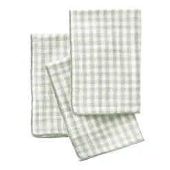 Set di 3 tovaglioli in garza di cotone (40 x 40 cm) Gaïa vichy Verde eucalipto