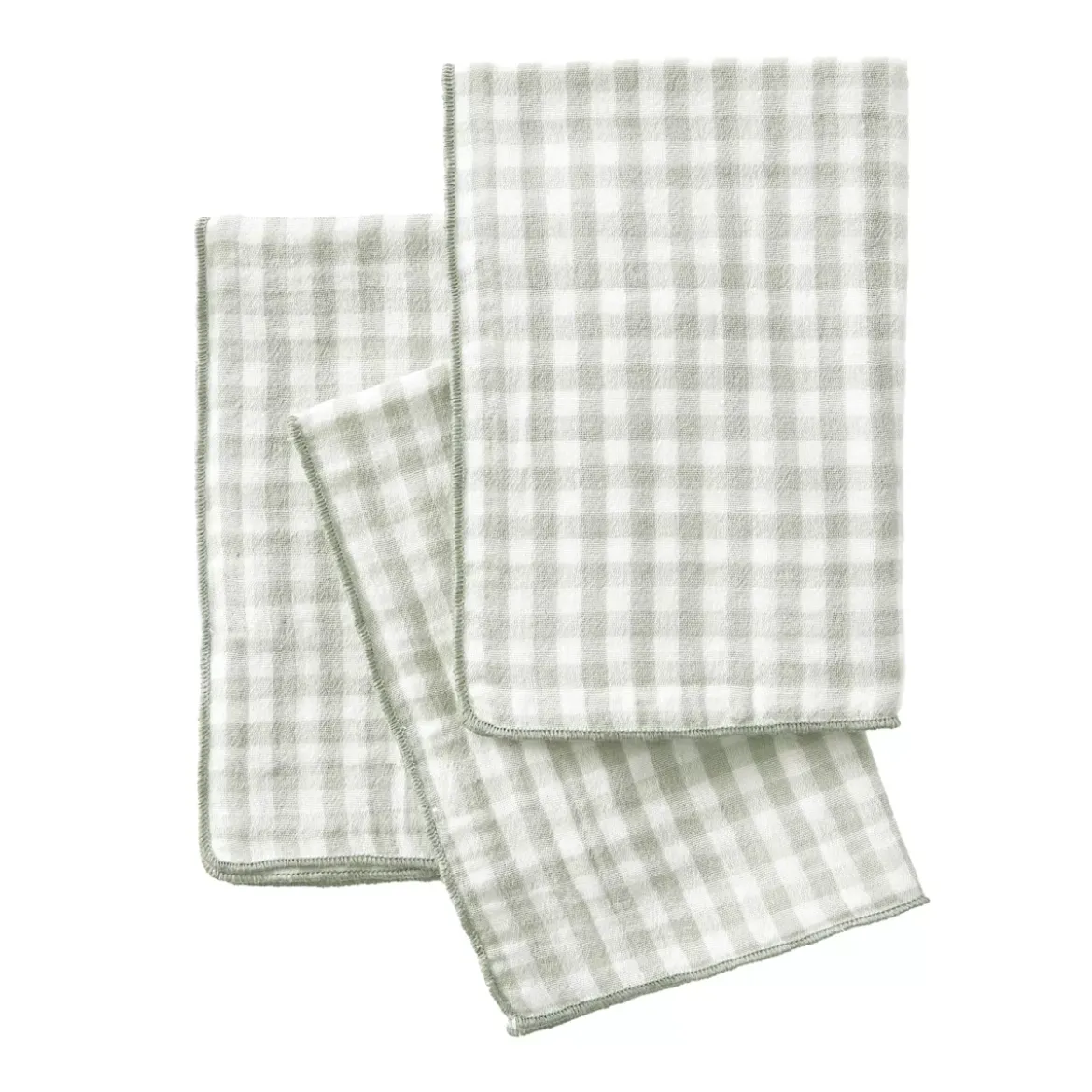 Set di 3 tovaglioli in garza di cotone (40 x 40 cm) Gaïa vichy Verde eucalipto