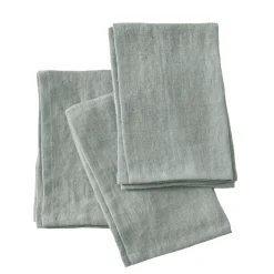 Set di 3 tovaglioli lino lavato (40 x 40 cm) Louise Verde eucalipto