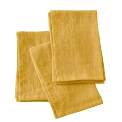 Set di 3 tovaglioli lino lavato (40 x 40 cm) Louise Giallo senape
